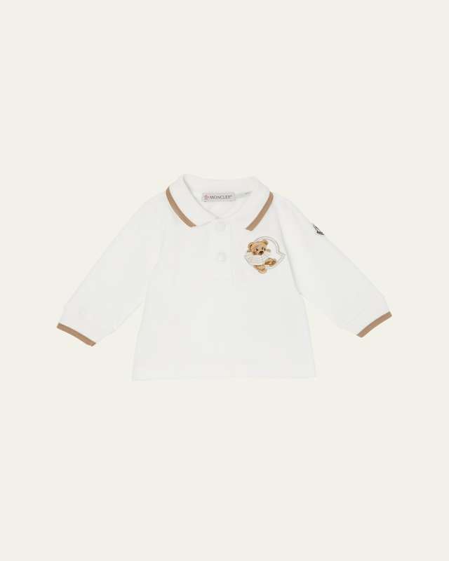 Boy's Embroidered Logo Long-Sleeve Polo Shirt, Size 9M-3
